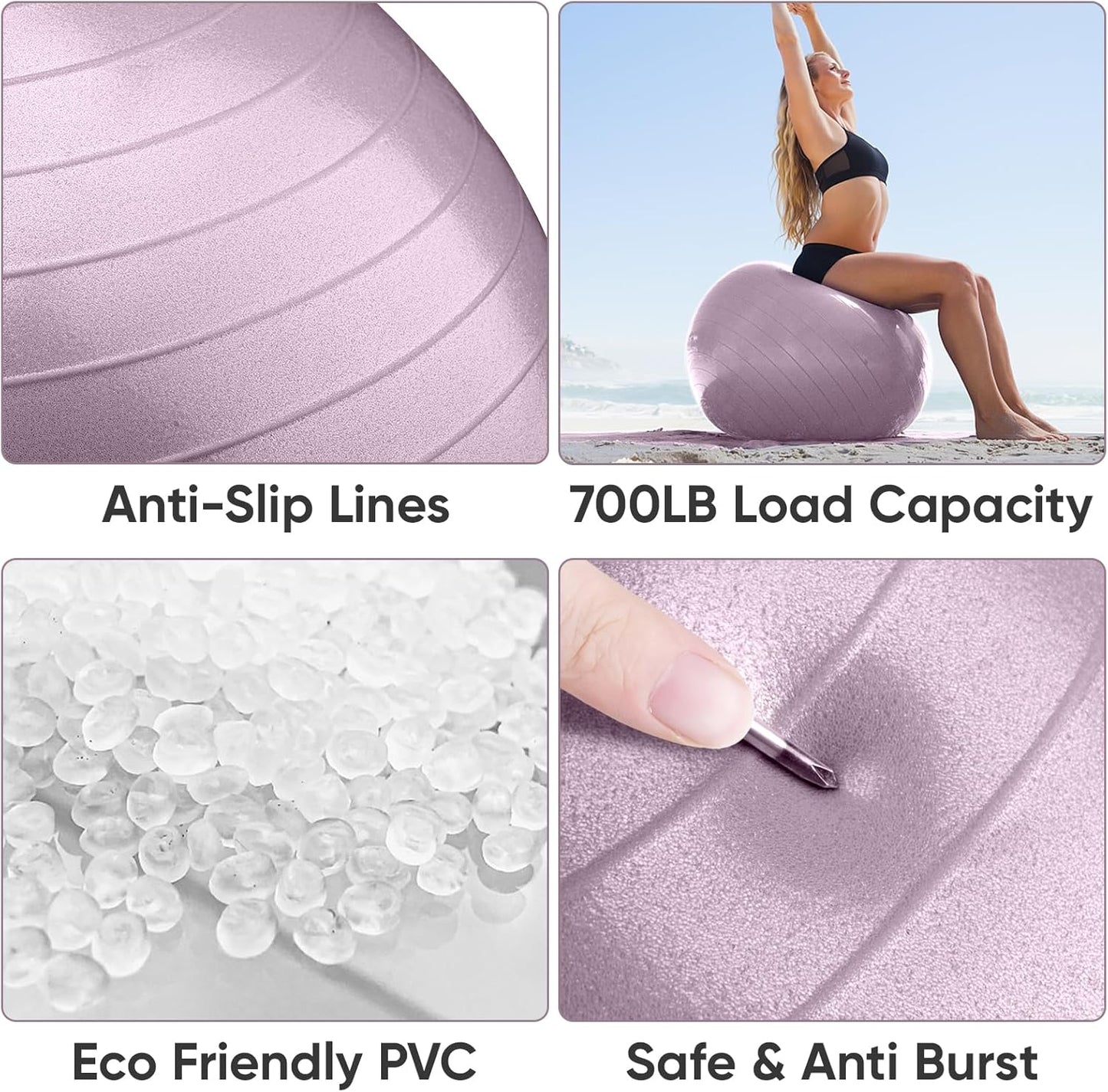 APEXUP Yoga & Pilates Ball - Anti Slip Heavy Duty Gym Ball for Fitness, Balance & Core Workout