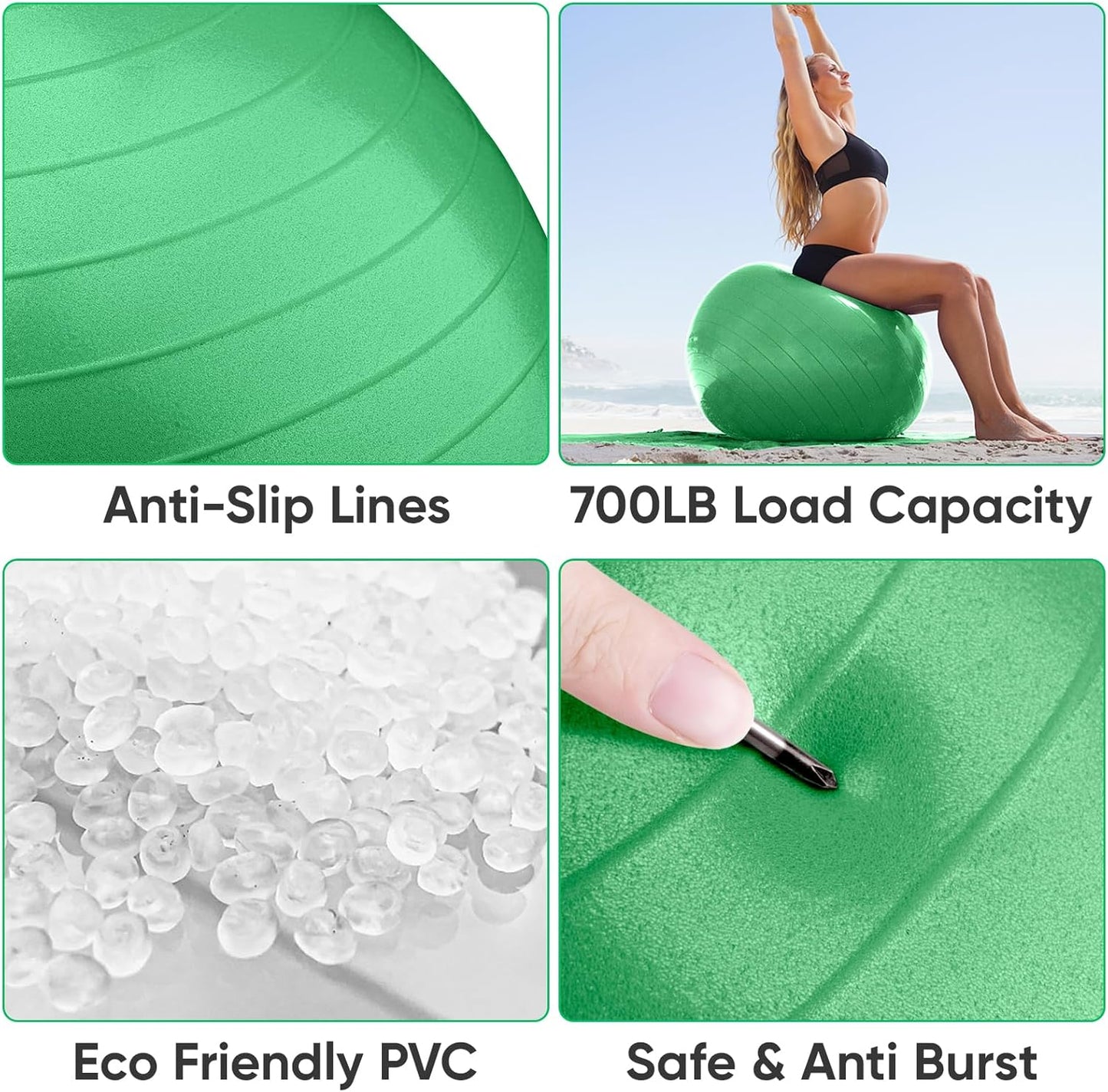 APEXUP Yoga & Pilates Ball - Anti Slip Heavy Duty Gym Ball for Fitness, Balance & Core Workout