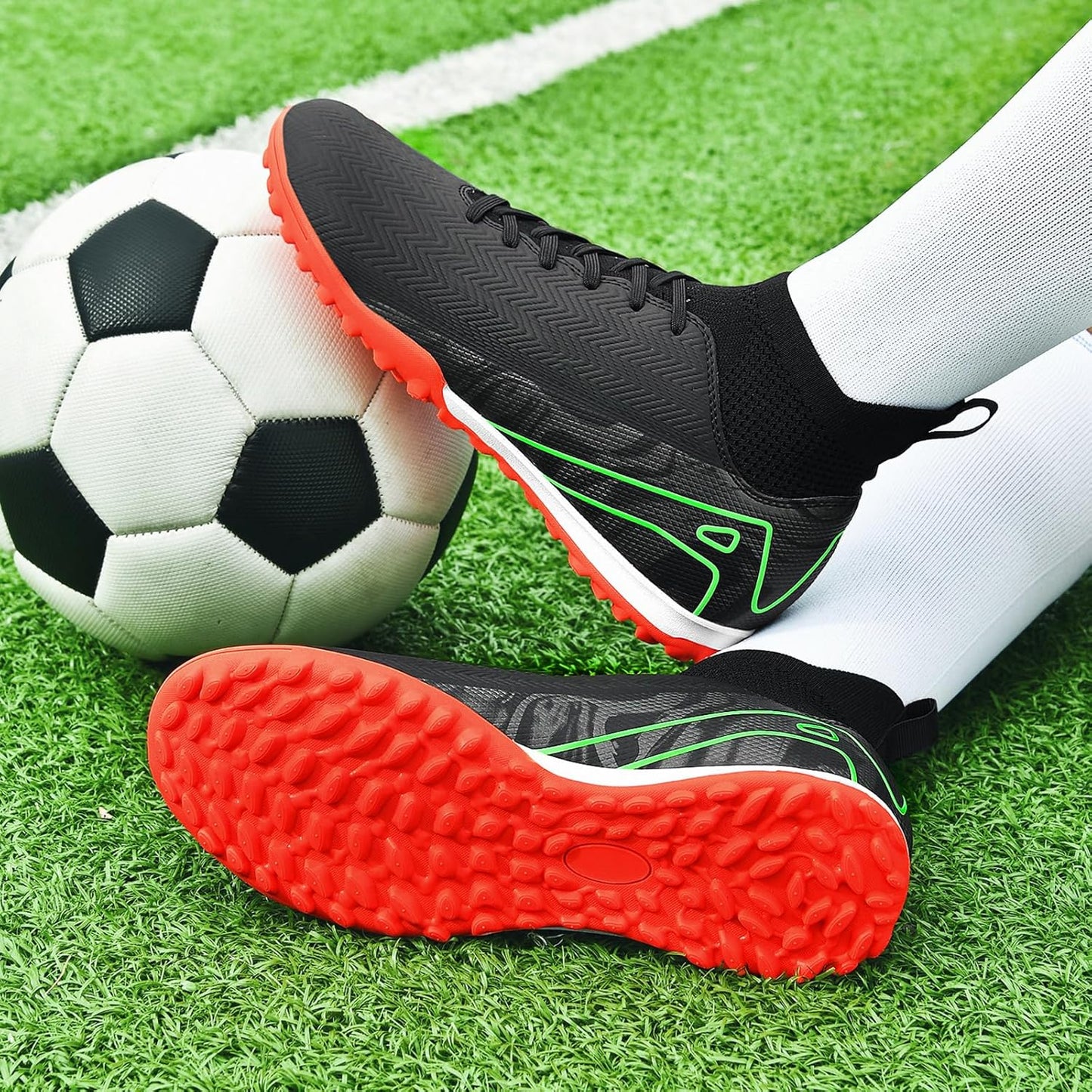 Indoor Soccer Cleats Mens Womens Turf Soccer Cleats Wide Socer Shoes FG AG TF High Ankle Football Boots