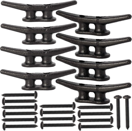 4 inch Dock Cleats 4/6/8/12/16/20/24 Pack,Boat Dock Cleats Rope Cleat Marine Cleats Iron Boat Cleats with Hardware ldeal for Deck,Nautical Decor,Cleats for Boat Dock,Boat Tie Down Cleats