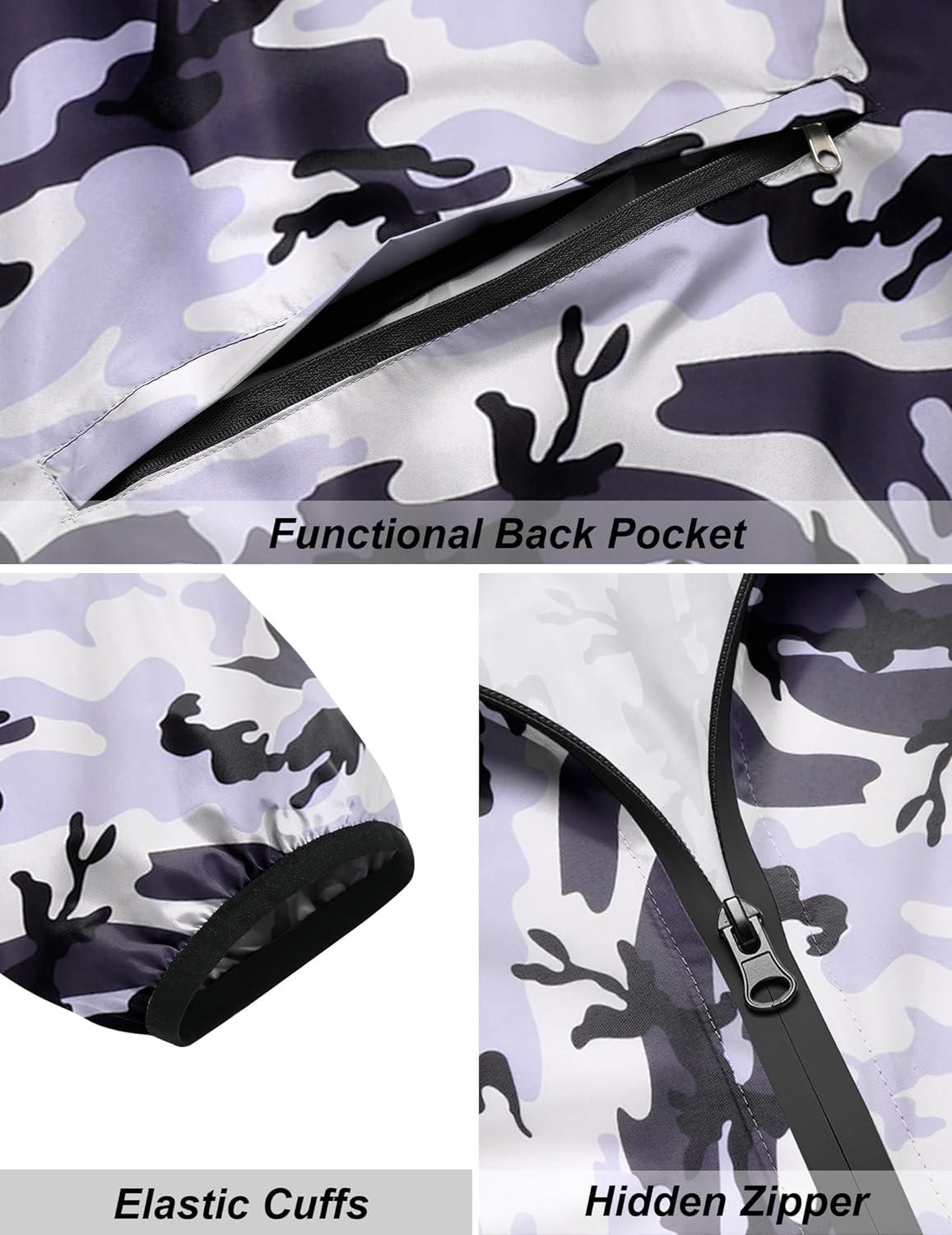 COOFANDY Men's Packable Rain Jacket Lightweight Waterproof Raincoat with Hood Travel Hiking Golf Windbreaker