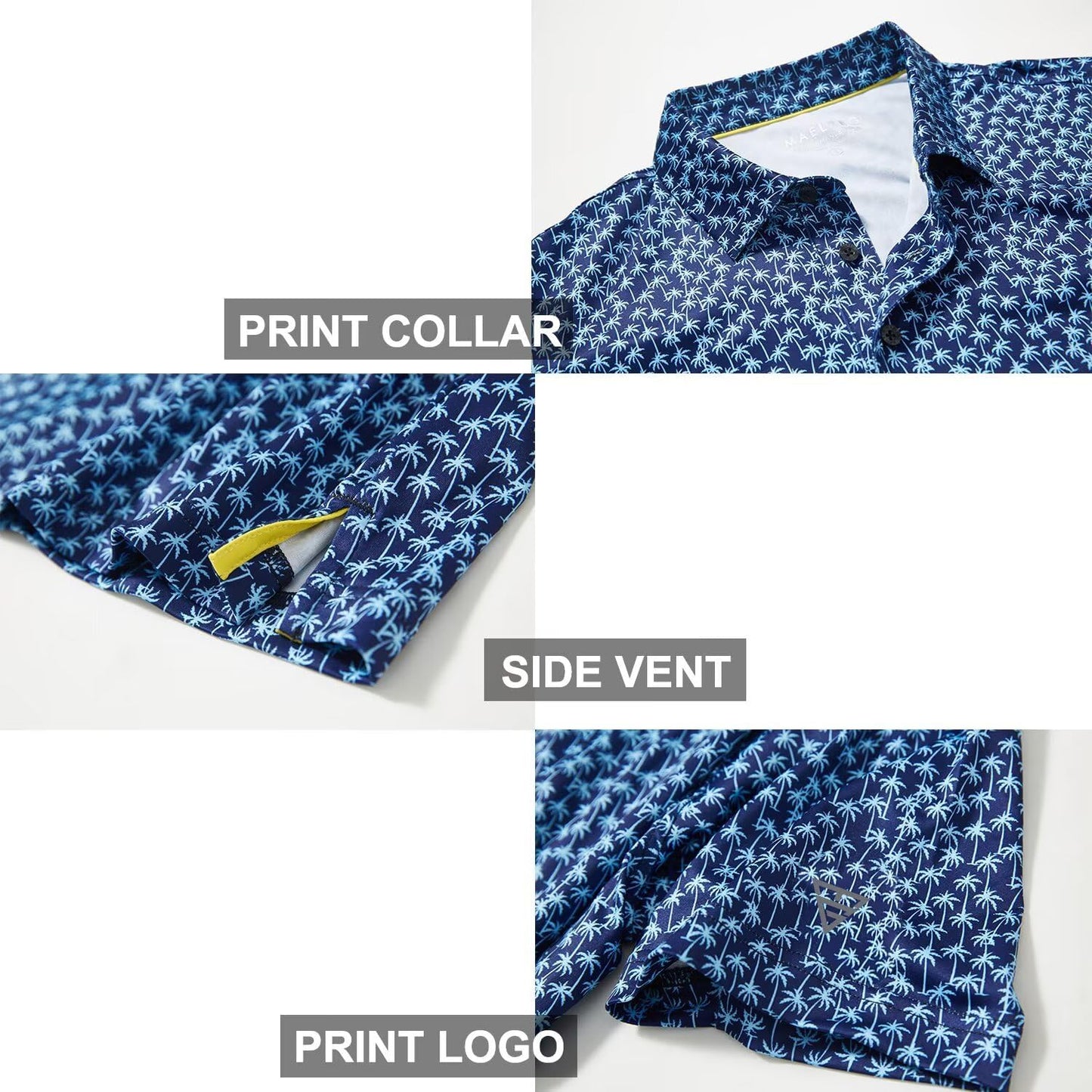 Men's Golf Polo Shirts Short Sleeve Striped Performance Moisture Wicking Dry Fit Golf Shirts for Men