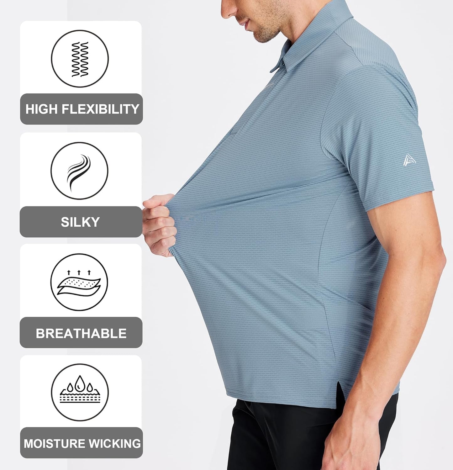 Esabel.C Jacquard Golf Shirts for Men Moisture Wicking Short Sleeve Performance Dry Fit Active Mens Polo Shirts