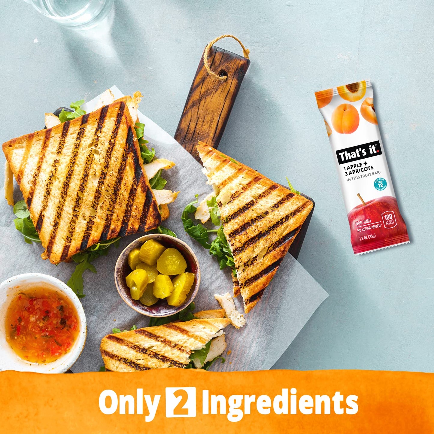 That's it. Apple + Apricot 100% Natural Real Fruit Bar, Best High Fiber Vegan, Gluten Free Healthy Snack, Paleo for Children & Adults, Non GMO No Added Sugar, No Preservatives Energy Food (12 Pack)