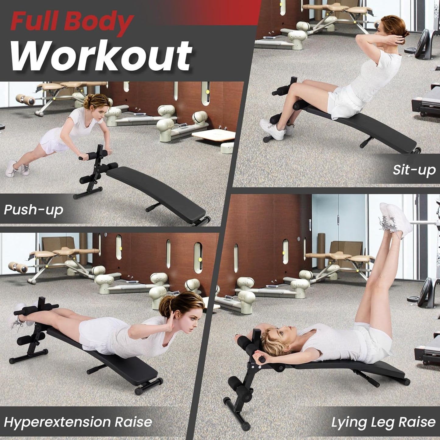 GYMAX Sit Up Bench, Decline Sit up Bench with 5-level Adjustable Height, 300lbs Capacity & Anti-slip Foot Pads, Foldable Ab Bench for Full Body Workout, Incline Slant Bench for Home Gym