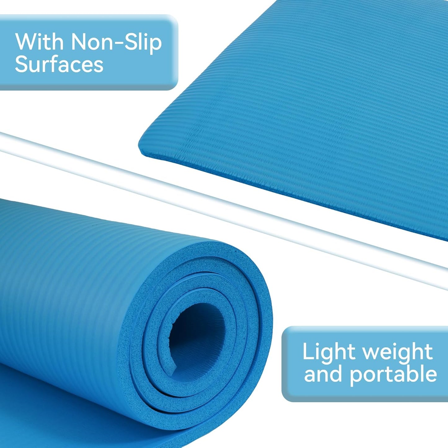 Yoga Mat, 1/2-Inch Extra Thick High Density Exercise Mat, Anti-Tear Exercise Yoga Mat with Carrying Strap, Suitable for Various Yoga Exercises