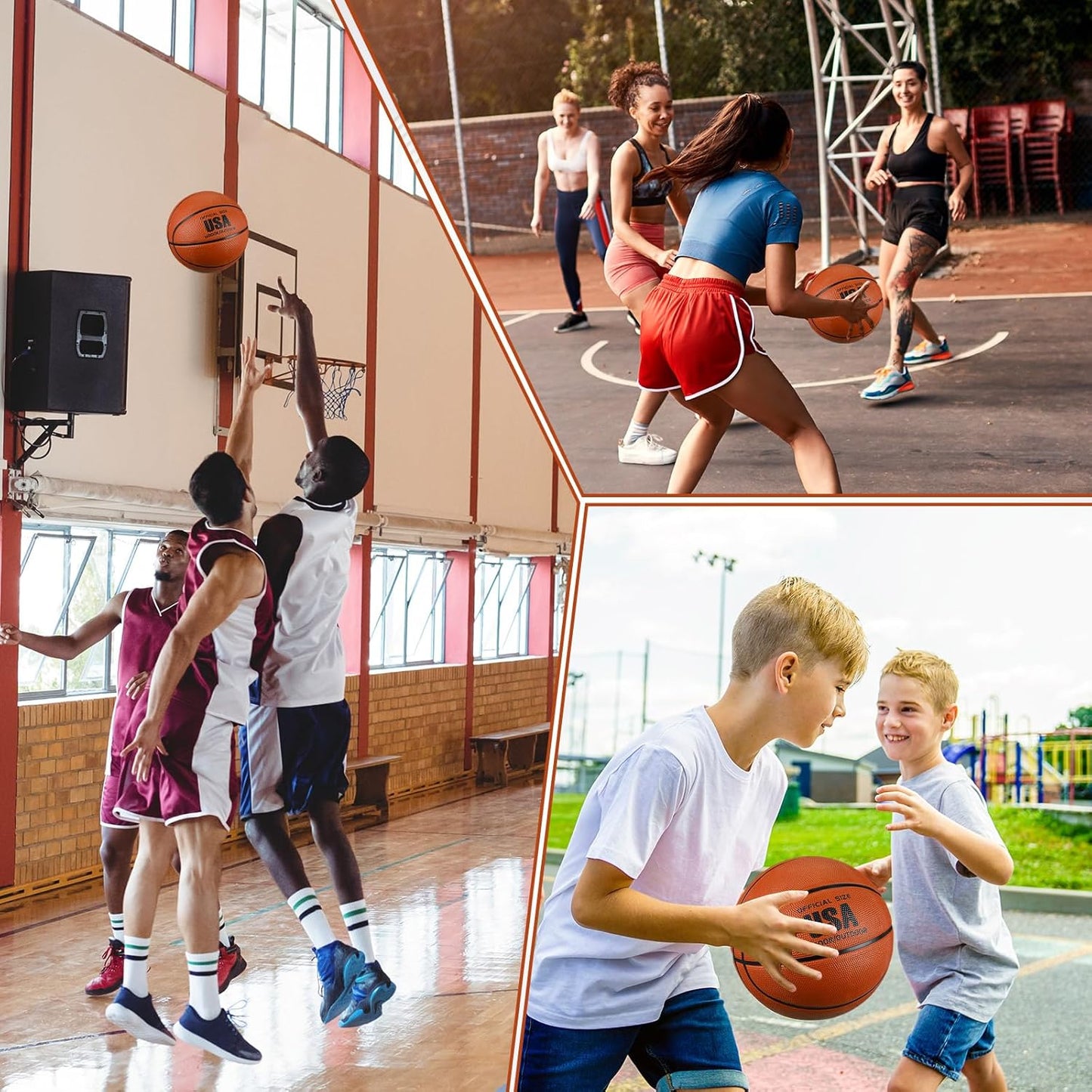 HyDren 12 Pcs Basketballs Bulk with Pump Donation Supplies Size 5/6/7 Deflated Basketball for Outside Sport Operation Machine Stitched Ball