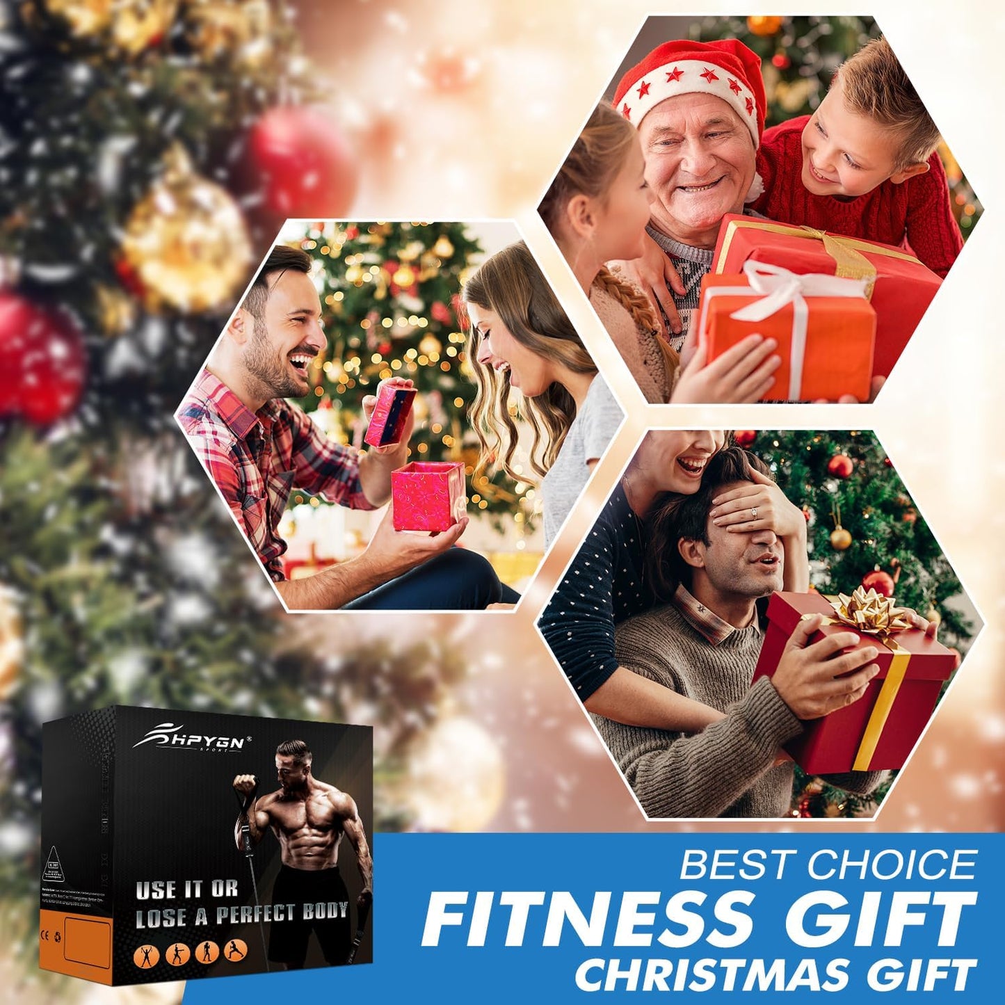 HPYGN Resistance Bands, Exercise Bands with Handles, Fitness Bands, Workout Bands with Door Anchor and Ankle Straps, for Heavy Resistance Training, Physical Therapy, Shape Body, Yoga, Home Workout Set