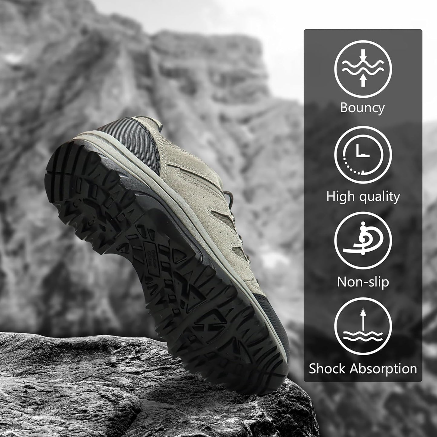 CC-Los Men's Waterproof Hiking Shoes Outdoor Comfortable Trekking Shoe Lightweight Working Sneaker
