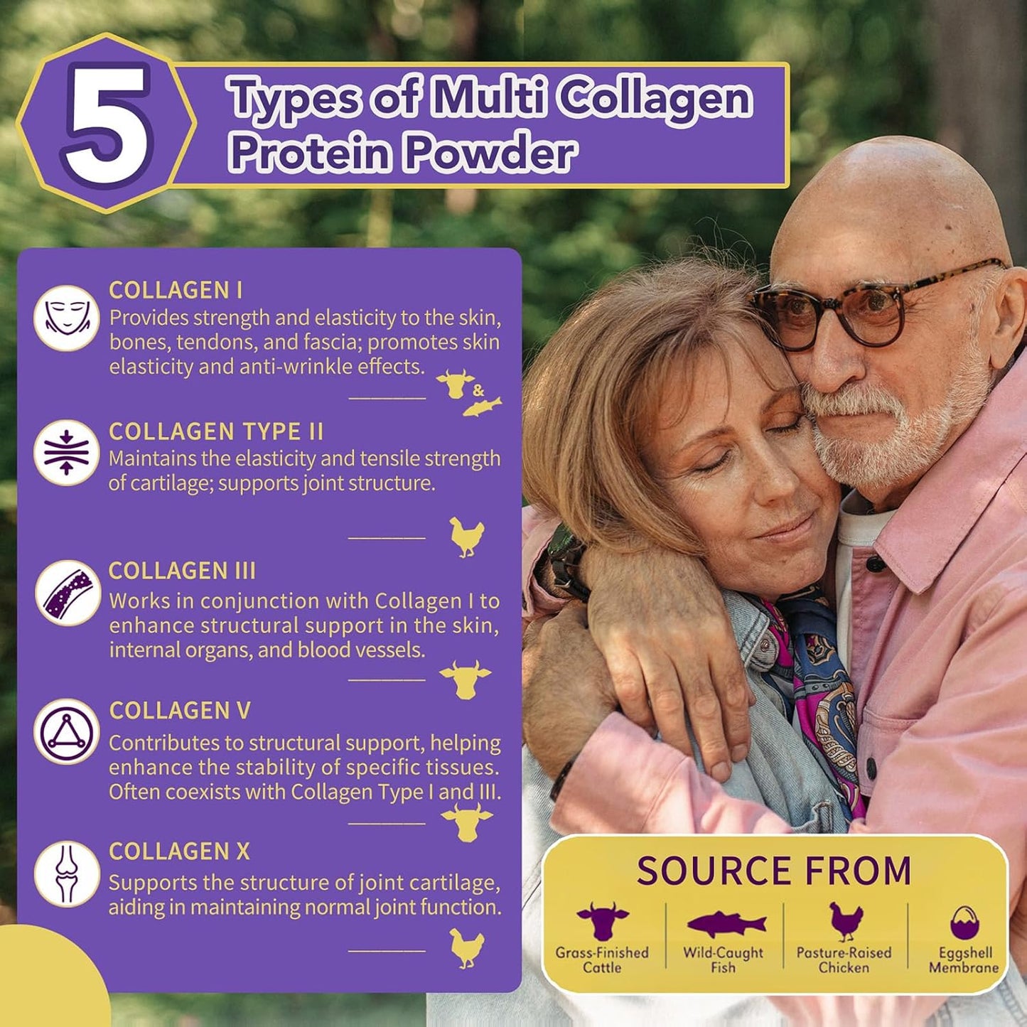 Zammex Multi Collagen Protein Powder, 5 Types of Hydrolyzed Collagen Peptides, Premium Grass-Fed Beef, Chicken, Wild Fish, Eggshell, Keto & Paleo Friendly, 60 Servings, Unflavored