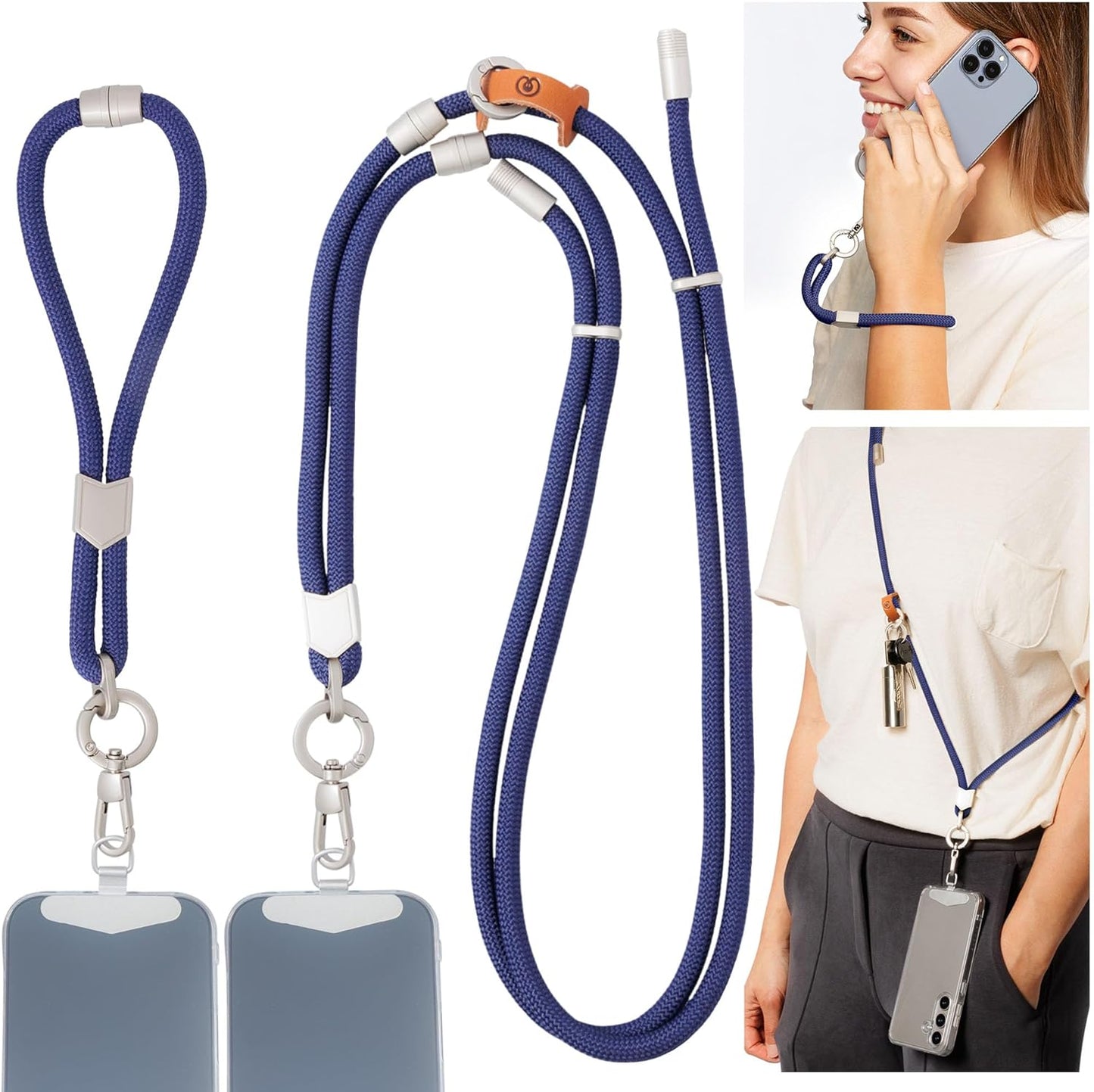 Pulpo 2-in-1 Cell Phone Wrist Strap and Lanyard Navy - Anti Theft Phone Lanyard for Men & Women, Wrist Straps for Phones, Lanyards for Smartphones, Adjustable Cellphone Leash & Safety Strap Tether