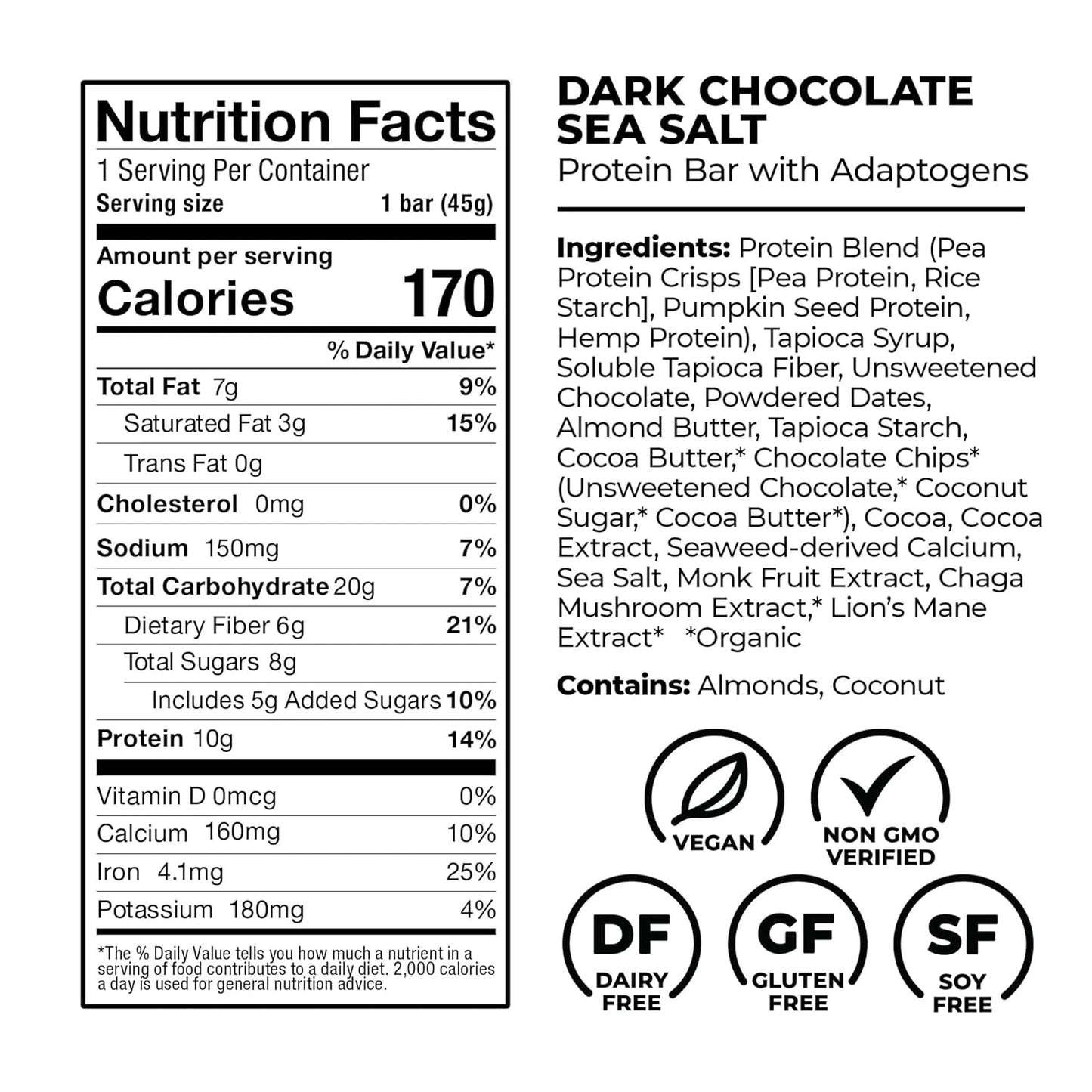 Laird Superfood Functional Protein Bars – Protein Bar but Better with Real Ingredients, Functional Mushrooms 10g Plant-Based Protein, 6g Fiber - Non-GMO - 5 Flavor Variety Pack, 10 Count (Pack of 1)