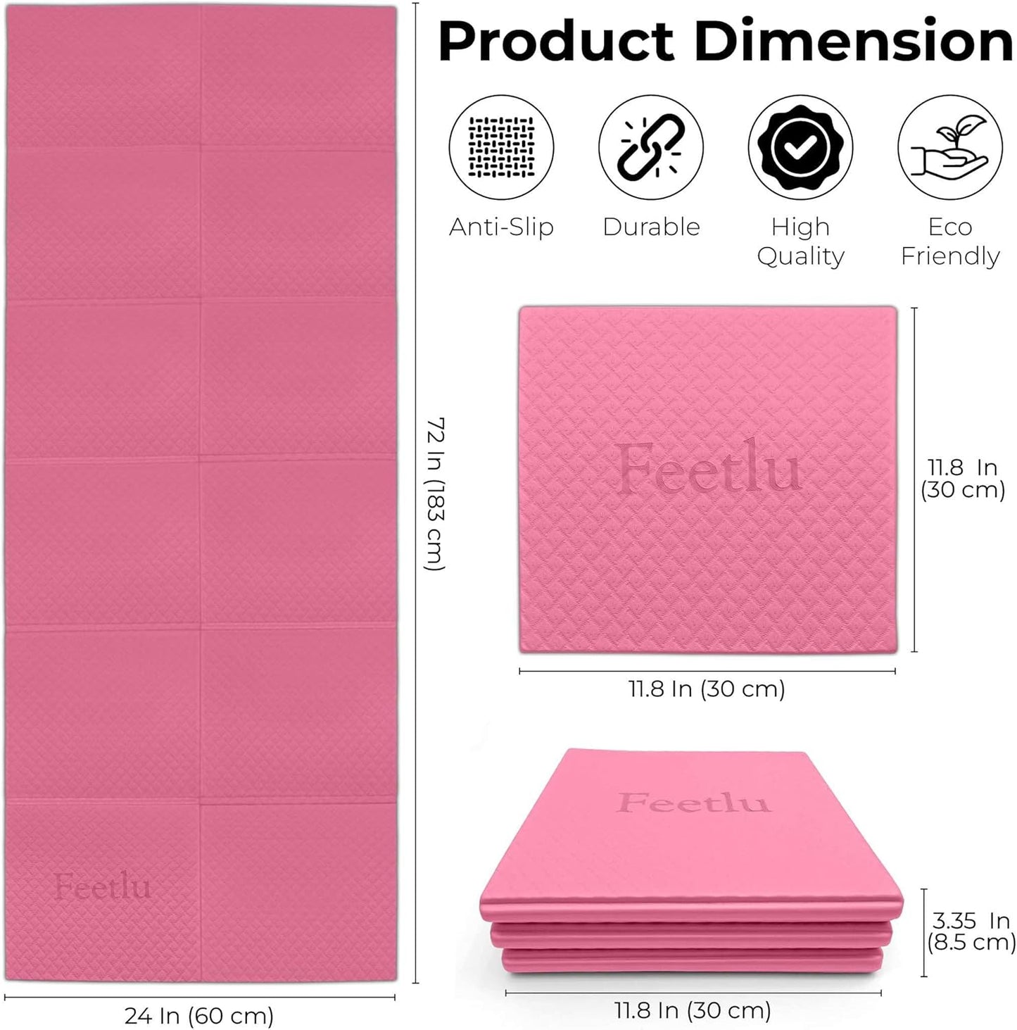 Foldable Yoga Mat, 6mm Thick, Lightweight, Anti-Slip, and Easy to Store – Perfect for Travel, Yoga, Pilates, Home Workouts, and Floor Exercises