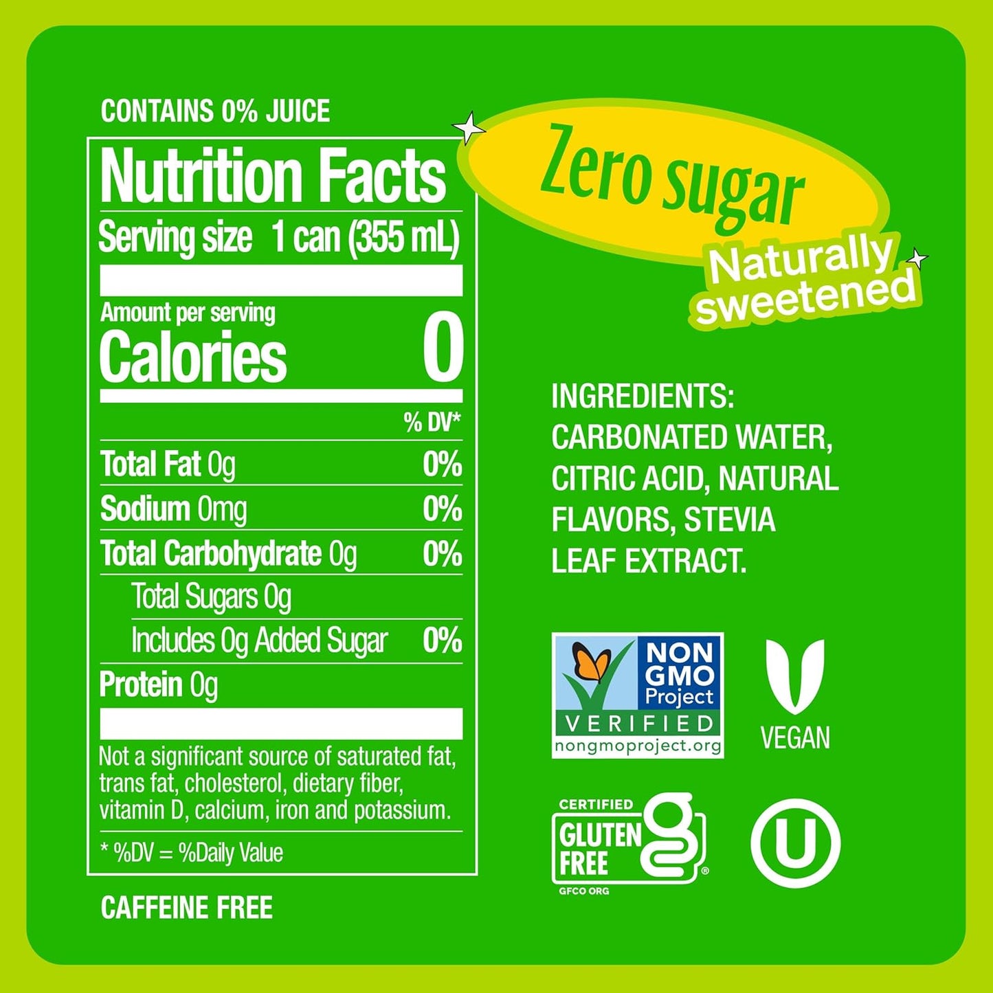 Zevia Zero Sugar Soda, Lemon Lime Twist, 12 oz Cans (24-Pack) – Naturally Sweetened, Non-GMO Project Verified, Gluten-Free, Vegan