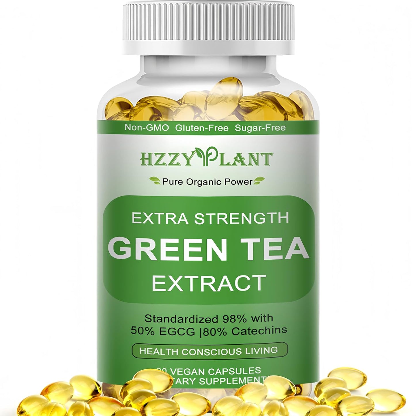 Green Tea Extract Softgels, High Absorption Green Tea Softgel Capsules for Energy Metabolism Antioxidant Immune Skin Heart Support, Herbal Supplement 50% EGCG for Men & Women,Non-GMO,2 Month Supply
