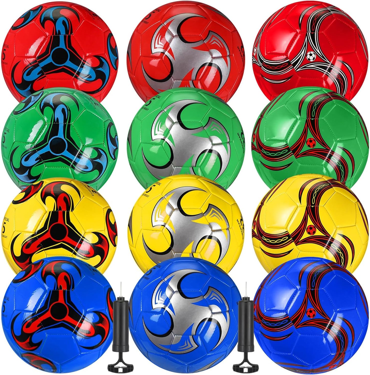 12 Pcs Soccer Balls Bulk Size 4 Soccer Balls with Pump Soft Football Outdoor Indoor for Sport Training Practice Game Gift for Youth Teen Adult