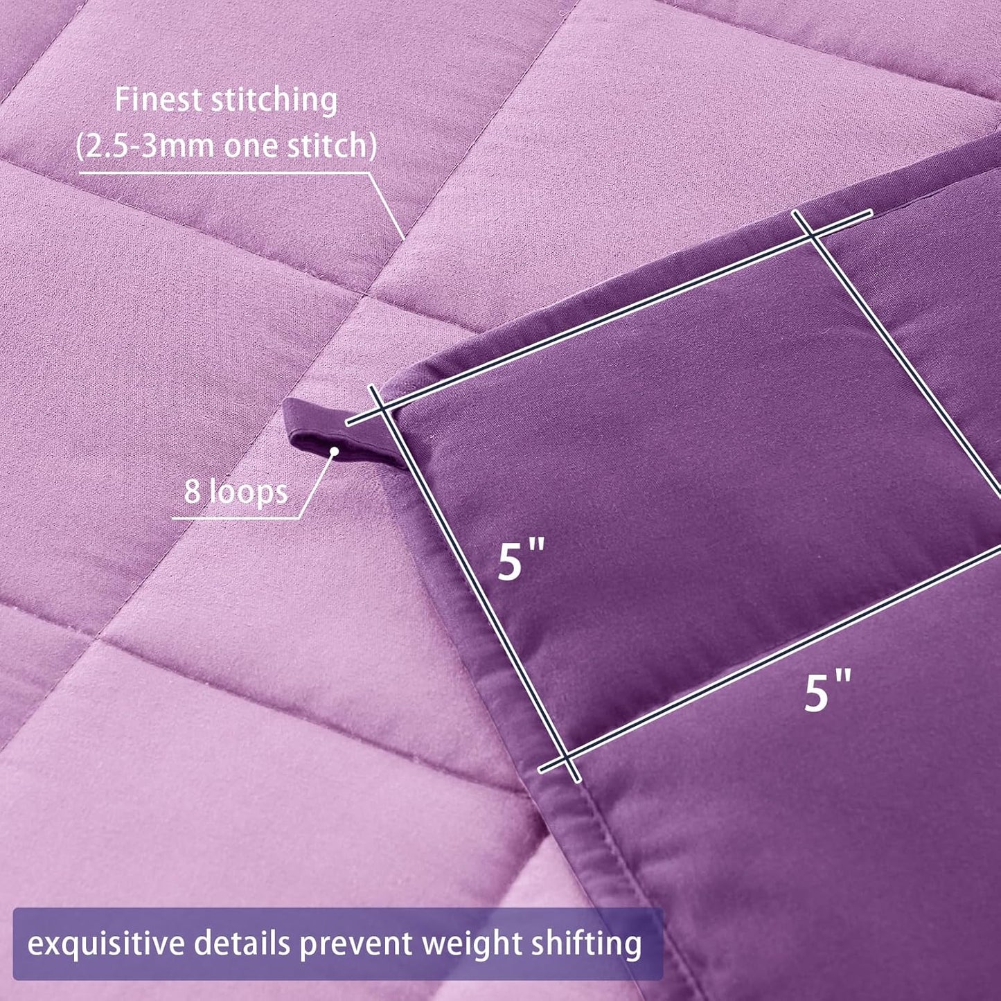 yescool Weighted Blanket for Adults (15 lbs, 60" x 80", Purple) Cooling Heavy Blanket for Sleeping Perfect for 140-160 lbs, Queen Size Breathable Blanket with Premium Glass Bead, Machine Washable