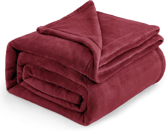 Bedsure Fleece Blankets King Size Burgundy - Bed Blanket Soft Lightweight Plush Cozy Fuzzy Luxury Microfiber, 108x90 inches