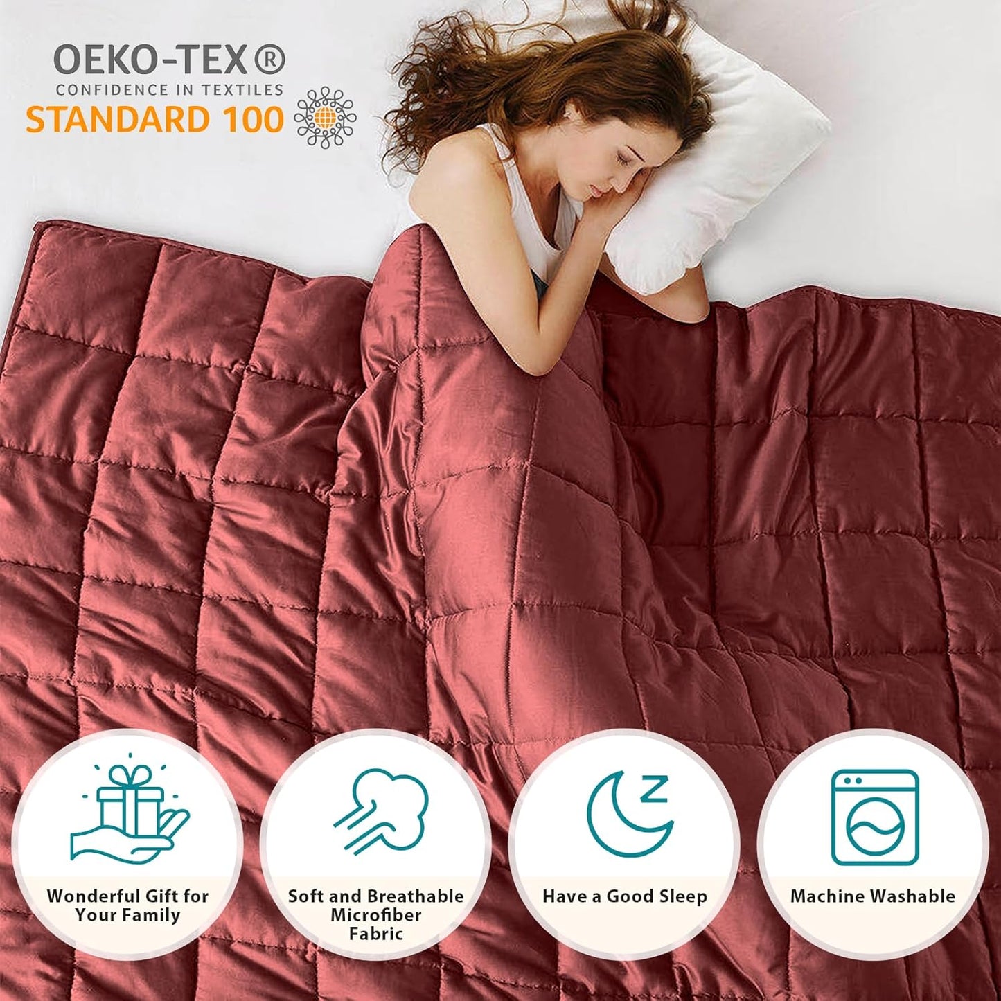 L'AGRATY Weighted Blanket - 60"x80" 20lbs Cooling Breathable Heavy Blanket Microfiber Material with Glass Beads for Adult All-Season Summer Fall Winter Soft Thick Comfort