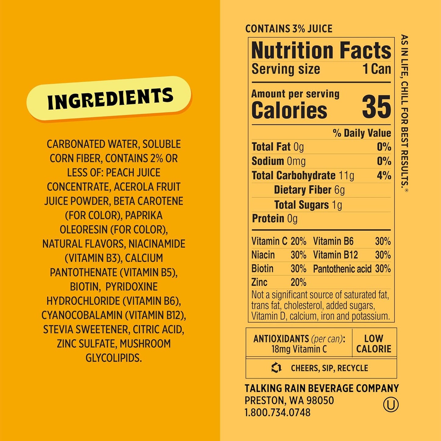 Popwell Tropical Mango Better-For-You Prebiotic Soda, with 6g Fiber, 1g Sugar, Vitamins and Immunity Support, 12 fl oz Cans (pack of 12)