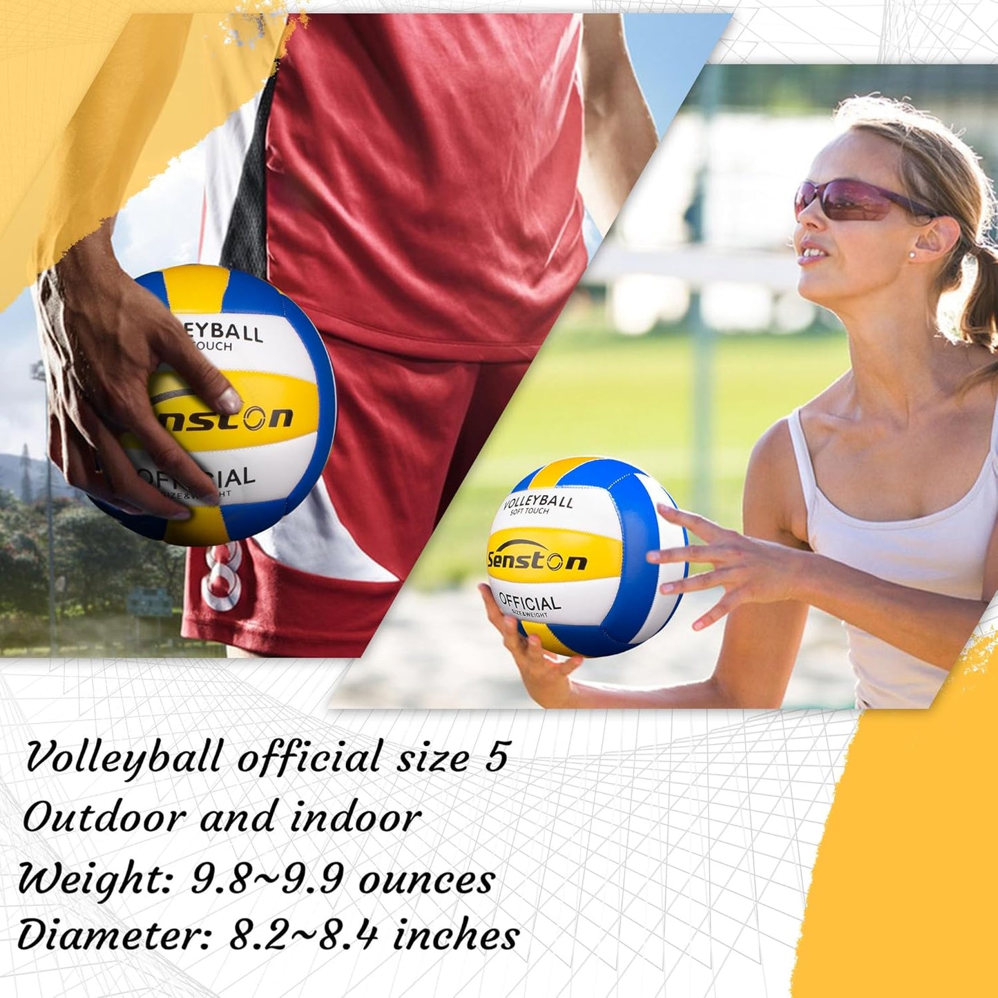 Senston Volleyball Official Size 5 - Waterproof Indoor/Outdoor Soft Volleyball for Kids Youth Adults,Beach Play, Game,Gym,Training