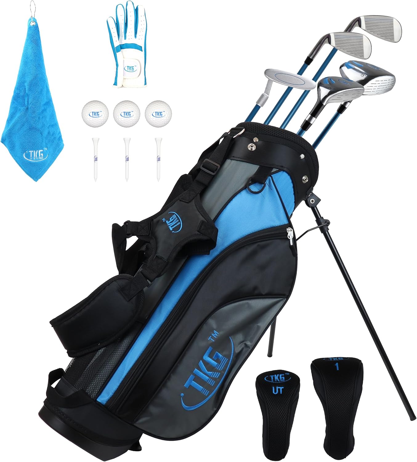 TKG Sports Youth Golf Set - Kids Golf Clubs, Stand Bag, Rain Cover, Glove, Towel, Tees, Balls - Great for Summer Camp Activity, Outdoor Games, and Recreation
