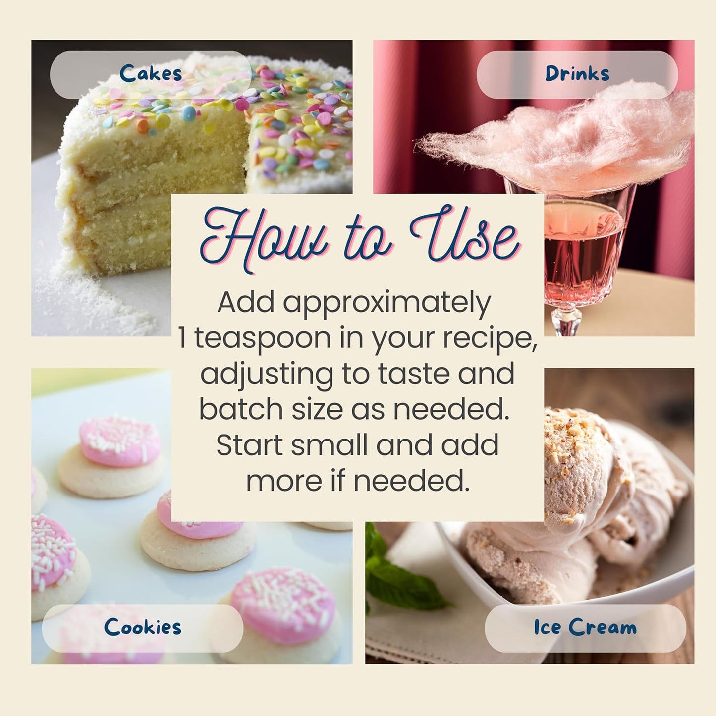 Cotton Candy Flavoring Extract - 2 oz - Water-Soluble - By Harvest Moon Delights - Cotton Candy Extract for Baking, Ice Cream, Drinks, and Candy - Flavor - Sugar Free