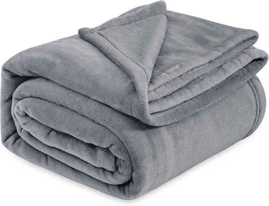 Bedsure Fleece Bed Blankets Queen Size Grey - Soft Lightweight Plush Fuzzy Cozy Luxury Fall Blanket Microfiber, Room Home Decor Gifts for Women and Men, 90x90 inches