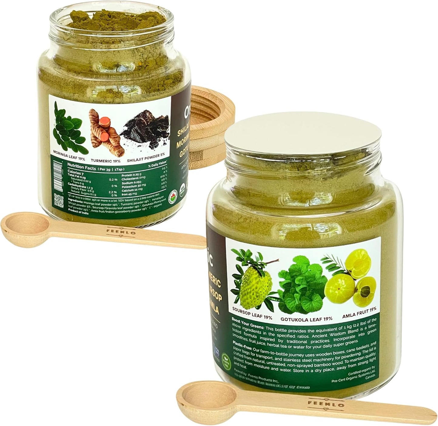 Organic, Non-GMO Moringa, Shilajit, Turmeric, Soursop, Gotukola, and Amla Green Juice Blend Powder, 2-Month Supply, [ Best Before Aug 30, 2028 ]