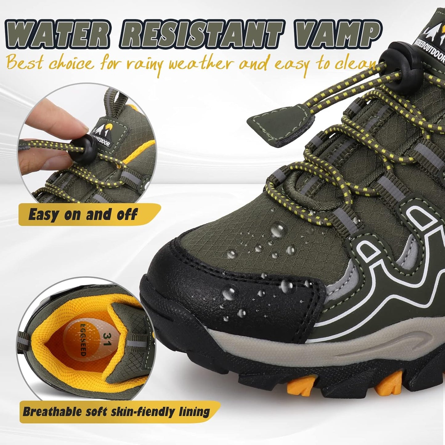 UOVO Boys Girls Kids Sneakers Hiking Running Outdoor Walking Tennis Shoes Waterproof Non Slip Fashion Sneakers(Little/Big Kids