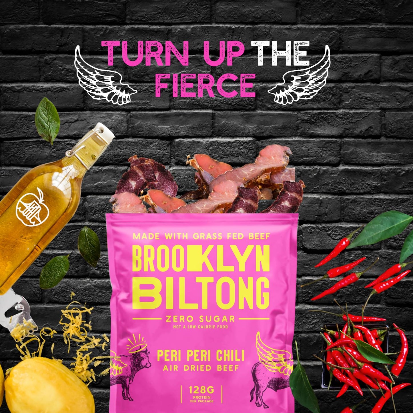 Brooklyn Biltong Air Dried Grass Fed Beef Snack, South African Beef Jerky (2 oz, Pack of 2) - Whole30 Approved, Paleo, Keto, Gluten Free, Sugar Free, Made in USA - (Peri Peri)