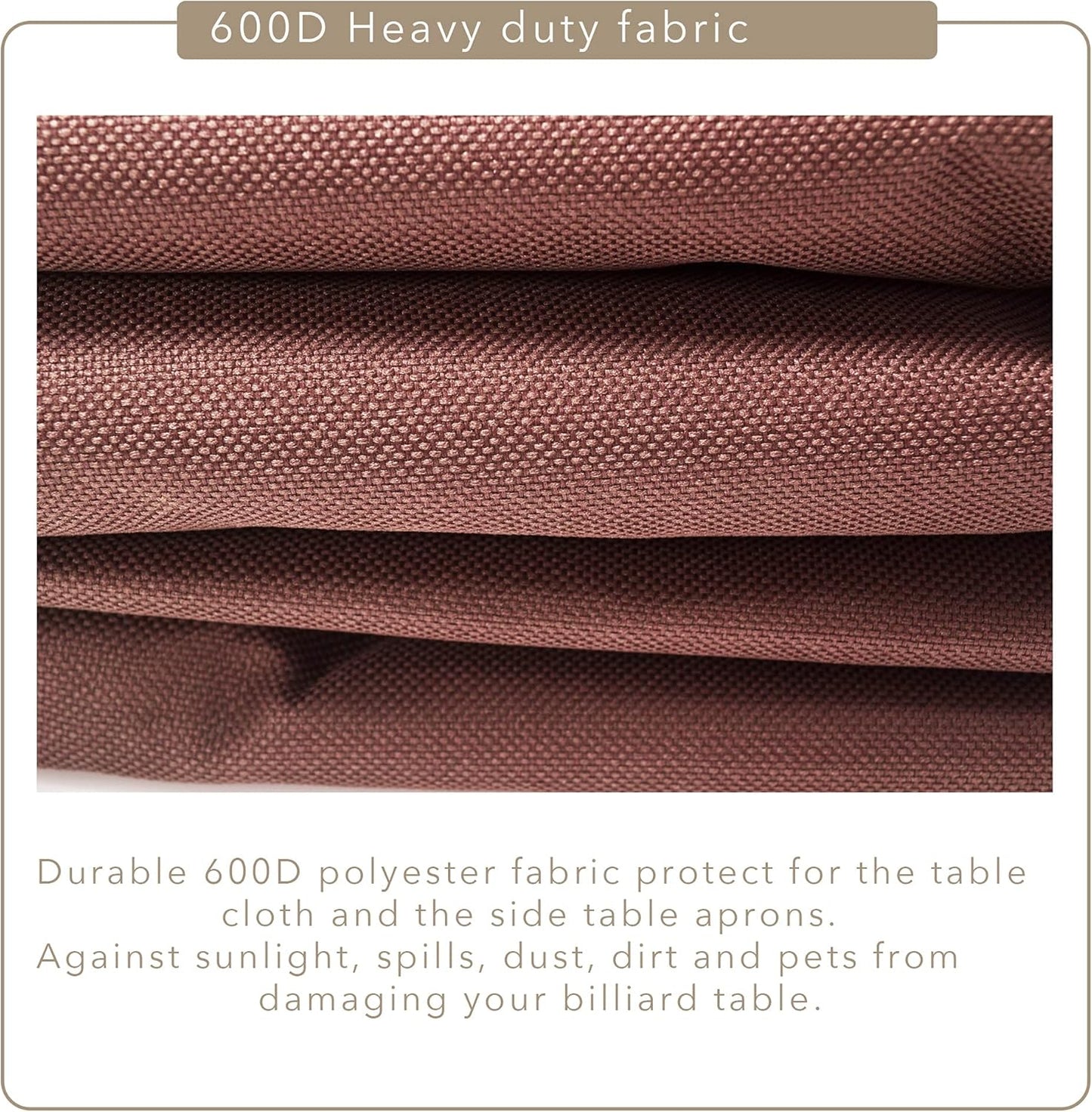 7/8/9FT Heavy Duty 600D Polyester Canvas Billiard Pool Table Cover(7 Colors Available) (Coffee Brown, 8-Foot)