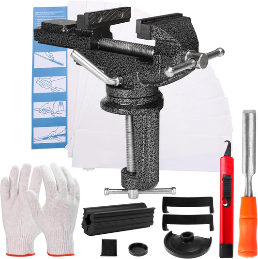 Liaakrr Golf Grip Kit for Regripping Golf Clubs, Golf Club Regripping Kit- Portable Table Vise Clamp, Hook Blade, 13 Tape Strips (2"x10"), Rubber Sleeve for DIY/Pro Club Repair-Complete Grip Replacement Tool Set for Home or Travel