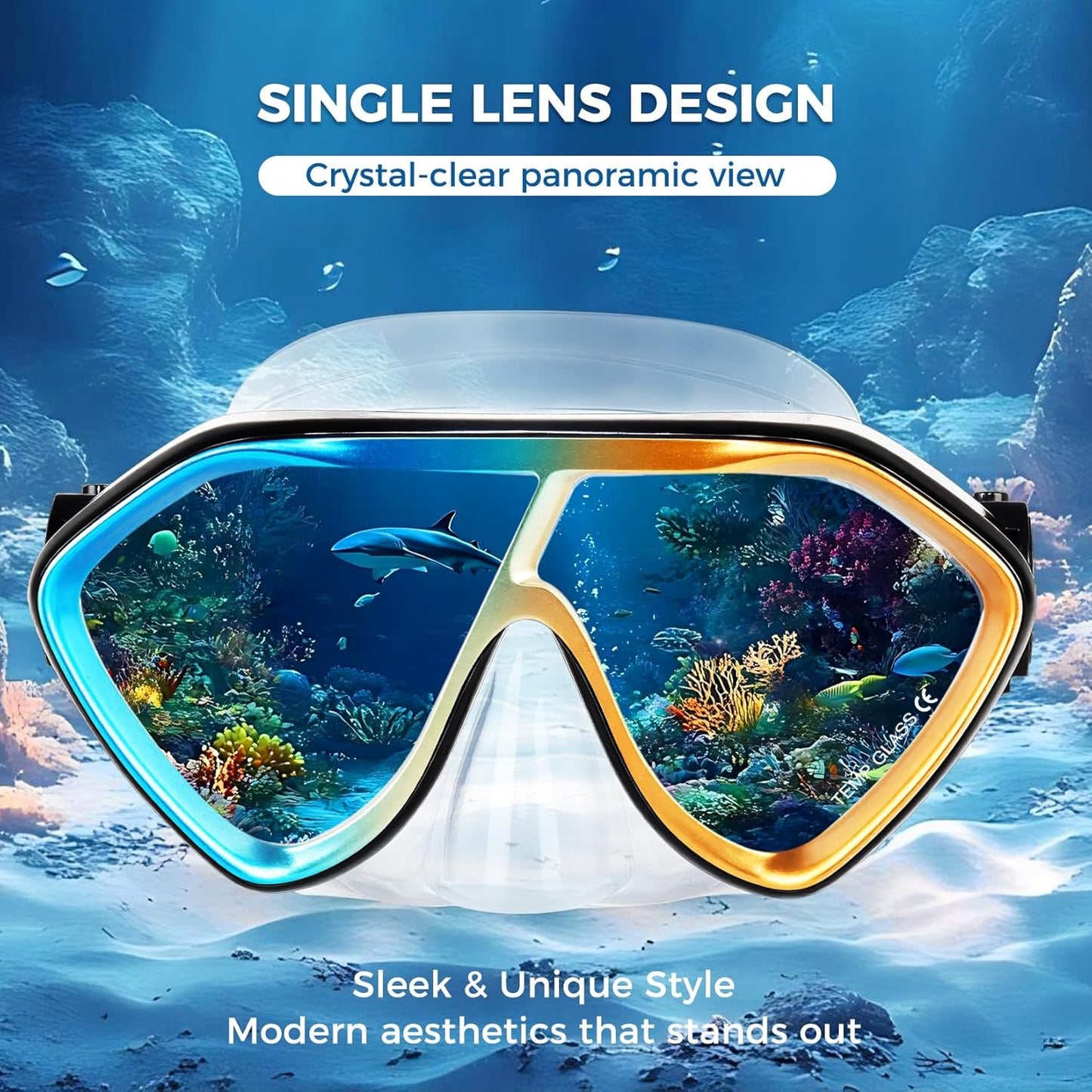 Scuba Diving Mask for Adults - Premium Anti-Fog Snorkeling Mask Comfortable & Leak-Proof Swim Goggles with Nose Cover for Scuba Diving, Snorkeling & Underwater Adventures