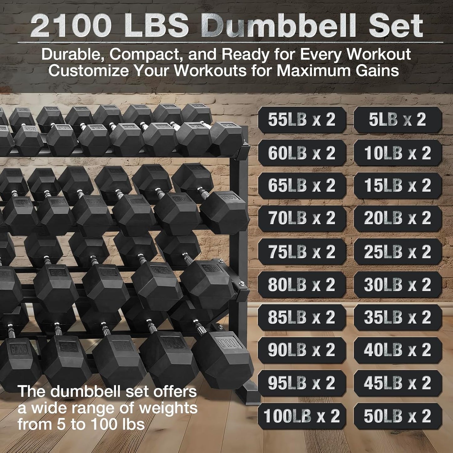 550 lbs 1200lbs 2100 lbs Dumbbells Weight Set, Hex Dumbbell Sets, Gyms Weights Dumbbells Sets, Weight Set for Home Gym, Strength Training, Fitness Center Equipment