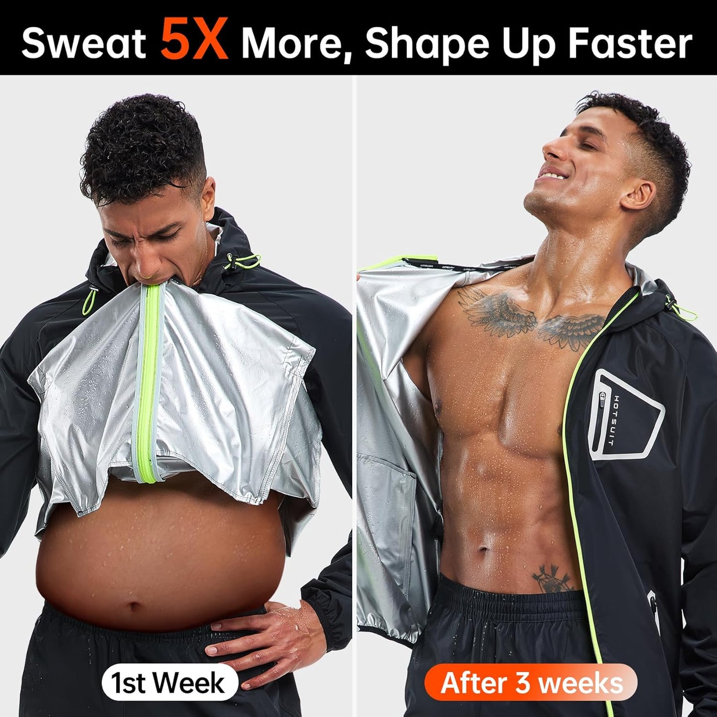 HOTSUIT Sauna Suit Men Anti Rip Boxing Sweat Suits Exercise Workout Jacket