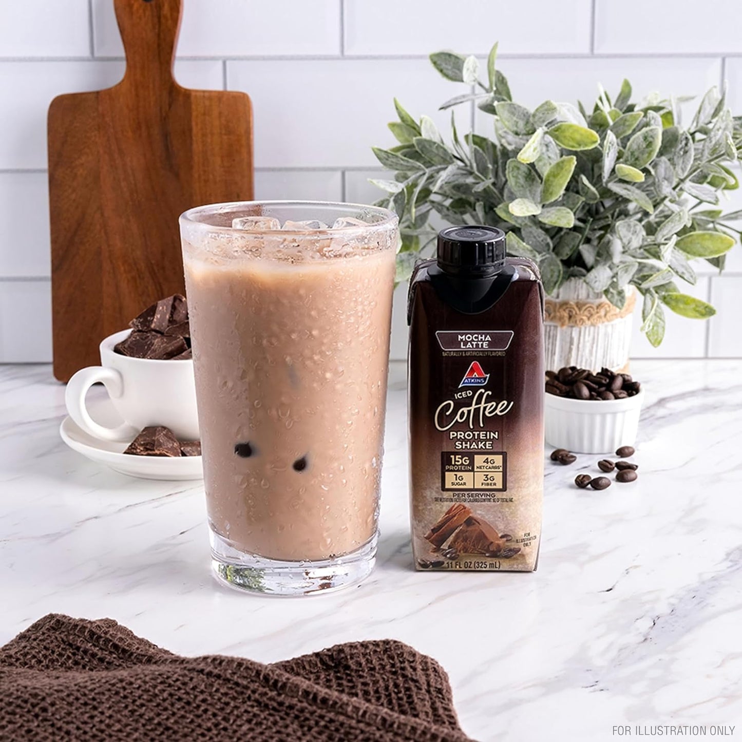 Atkins Mocha Latte Iced Coffee Protein Shake, 15g Protein, Low Glycemic, 4g Net Carb, 1g Sugar, Keto Friendly (Pack of 2)