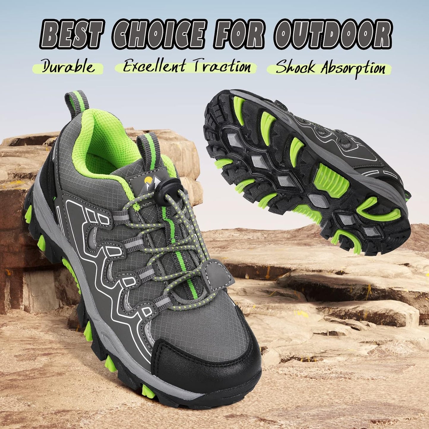 UOVO Boys Girls Kids Sneakers Hiking Running Outdoor Walking Tennis Shoes Waterproof Non Slip Fashion Sneakers(Little/Big Kids