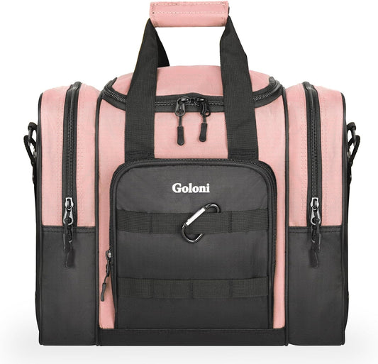 Goloni Bowling Ball Bag for Singer Ball with Padded Ball Holder, 2 Pockets fit Bowling Shoes Up to Mens Size 14 and Accessories