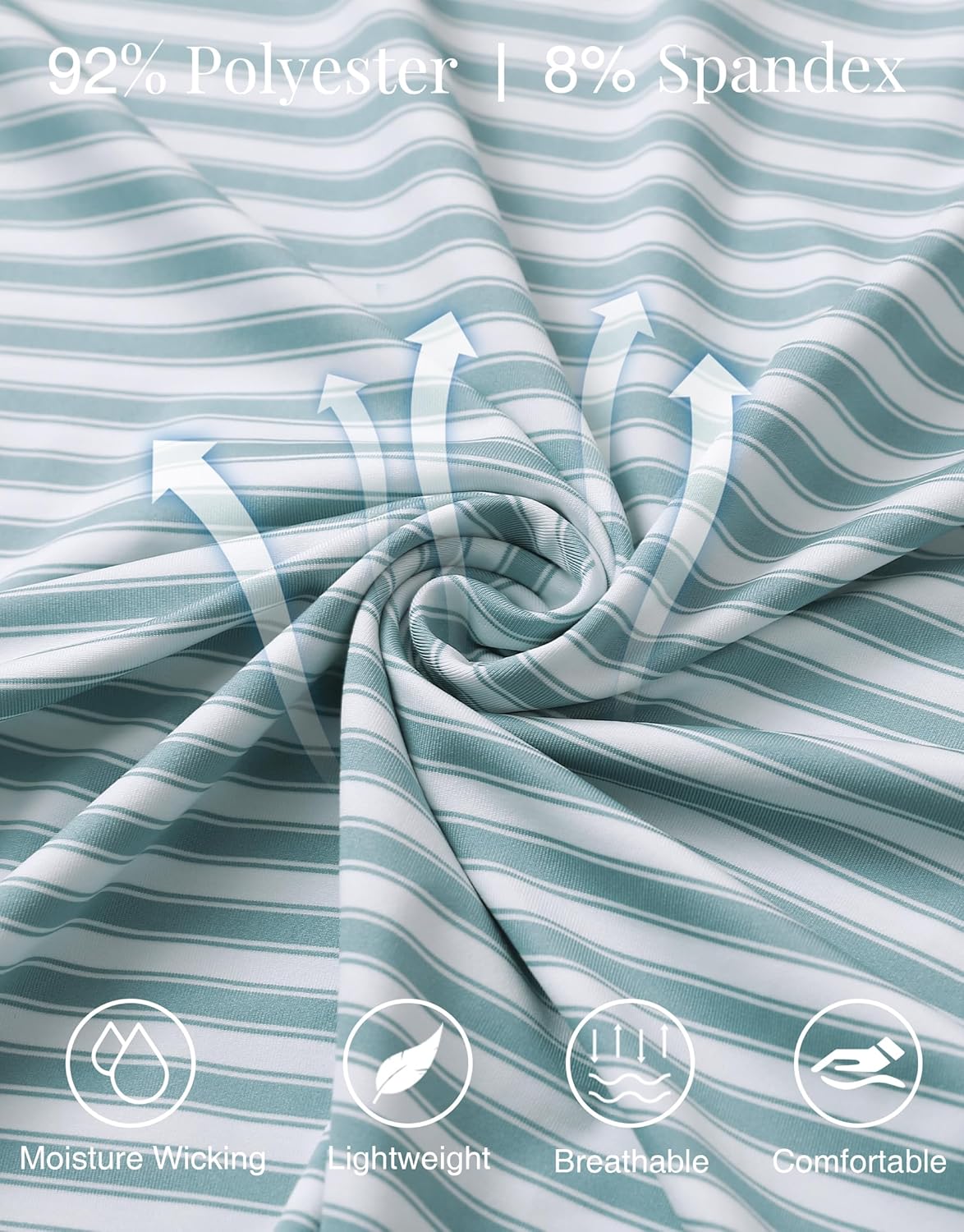 M MAELREG Golf Shirts for Men Short Sleeve Dry Fit Casual Striped Performance Moisture Wicking Collared Mens Polo Shirts