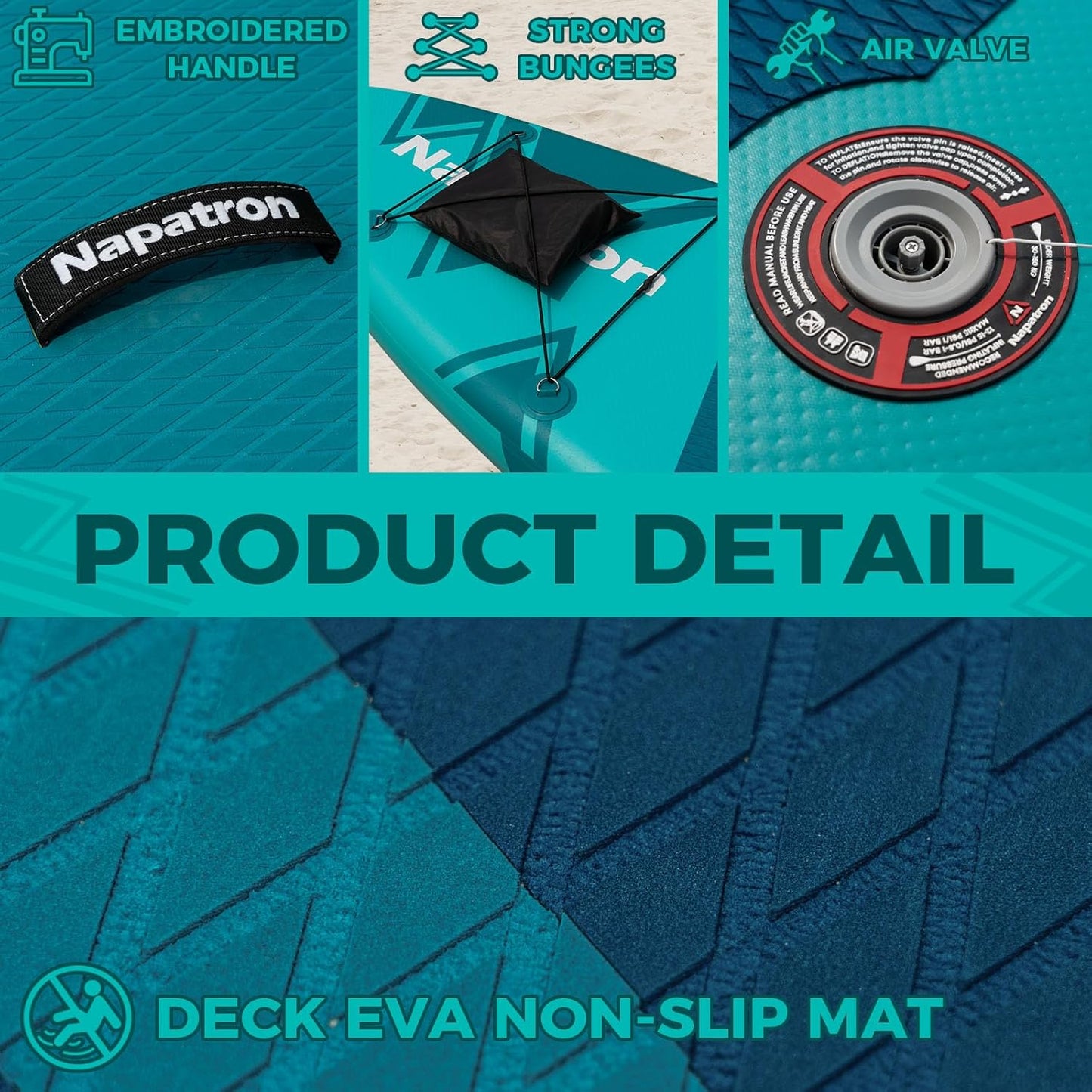 Napatron Family Inflatable Stand Up Paddle Board, Sup,Stable Wide Design,350LBS Capacity,Complete Paddle Board Package with Fast Action Pump,Leash,Ideal for Beginners/Youth & AllSkill Levels