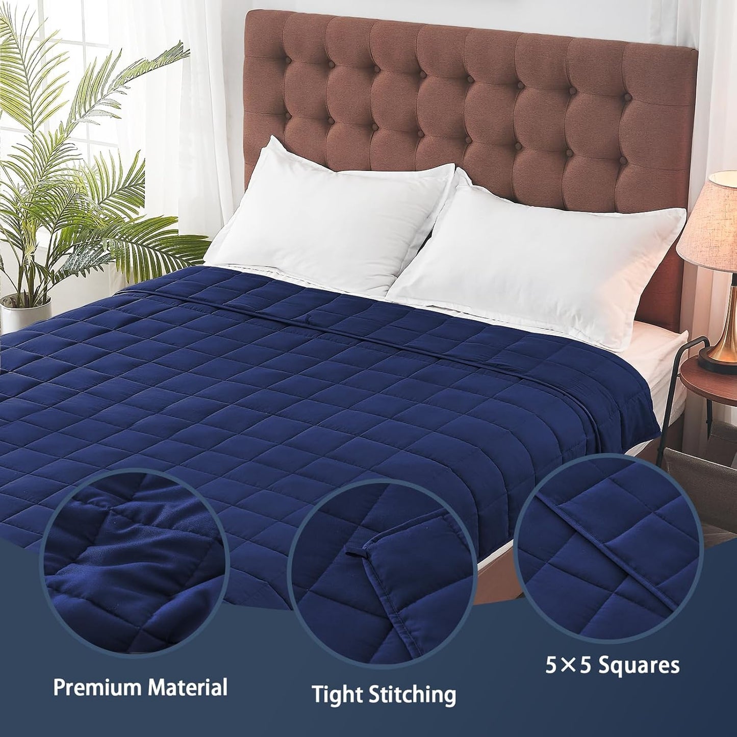 yescool Weighted Blanket for Adults (25 lbs, 88” x 104”, Blue) Cooling Heavy Blanket for Sleeping Perfect for 240-260 lbs, King Size Breathable Blanket with Premium Glass Bead