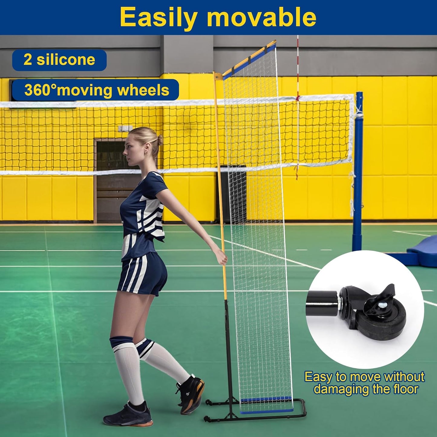 Volleyball Setter Trainer Net with Adjustable Heights & Angles,Setter Training Equipment for Setting,Serving,and Spiking,Movable Target Net for Indoor & Outdoor Practice