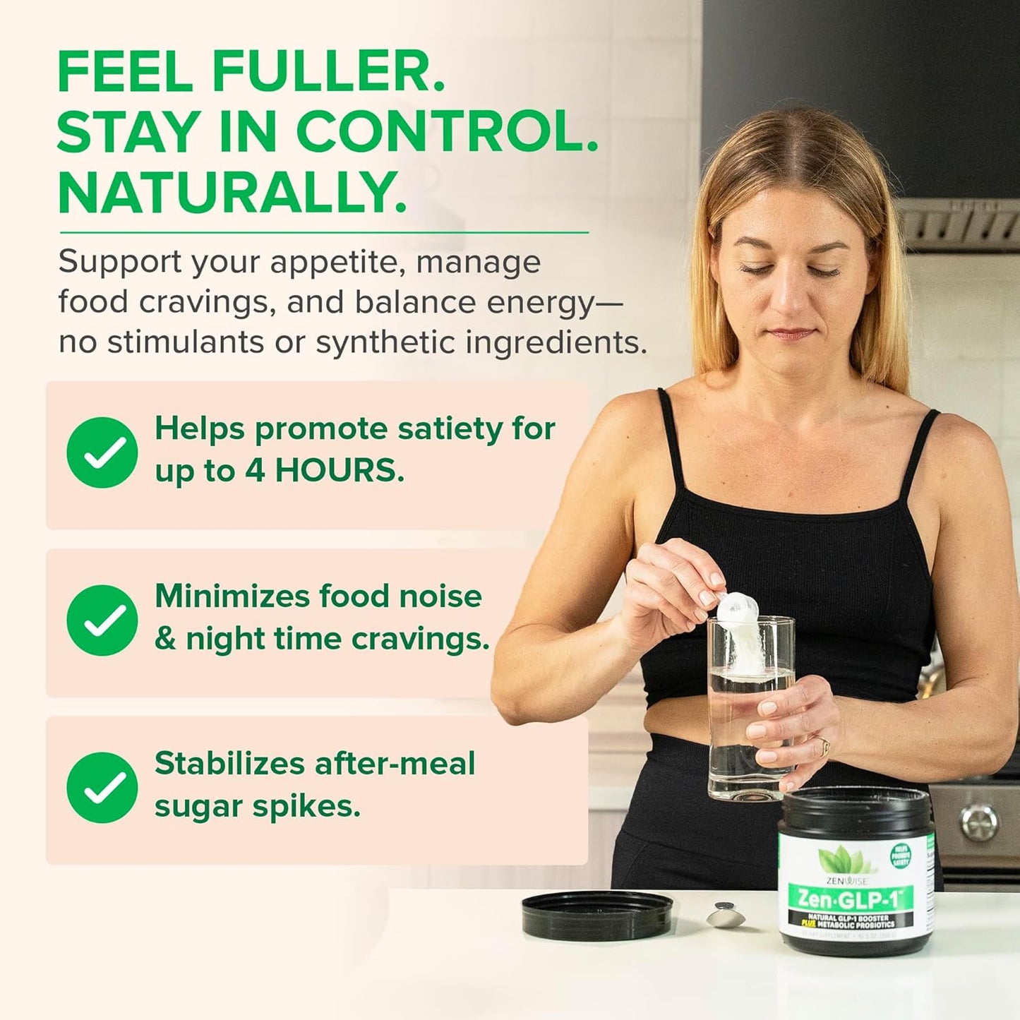 Zenwise Health ZenGLP-1, Natural GLP-1 with Metabolic Probiotics to Help Control Hunger & Cravings and Support Digestive Health - GLP-1 Supplement Support for Women & Men - 30-Day Serving