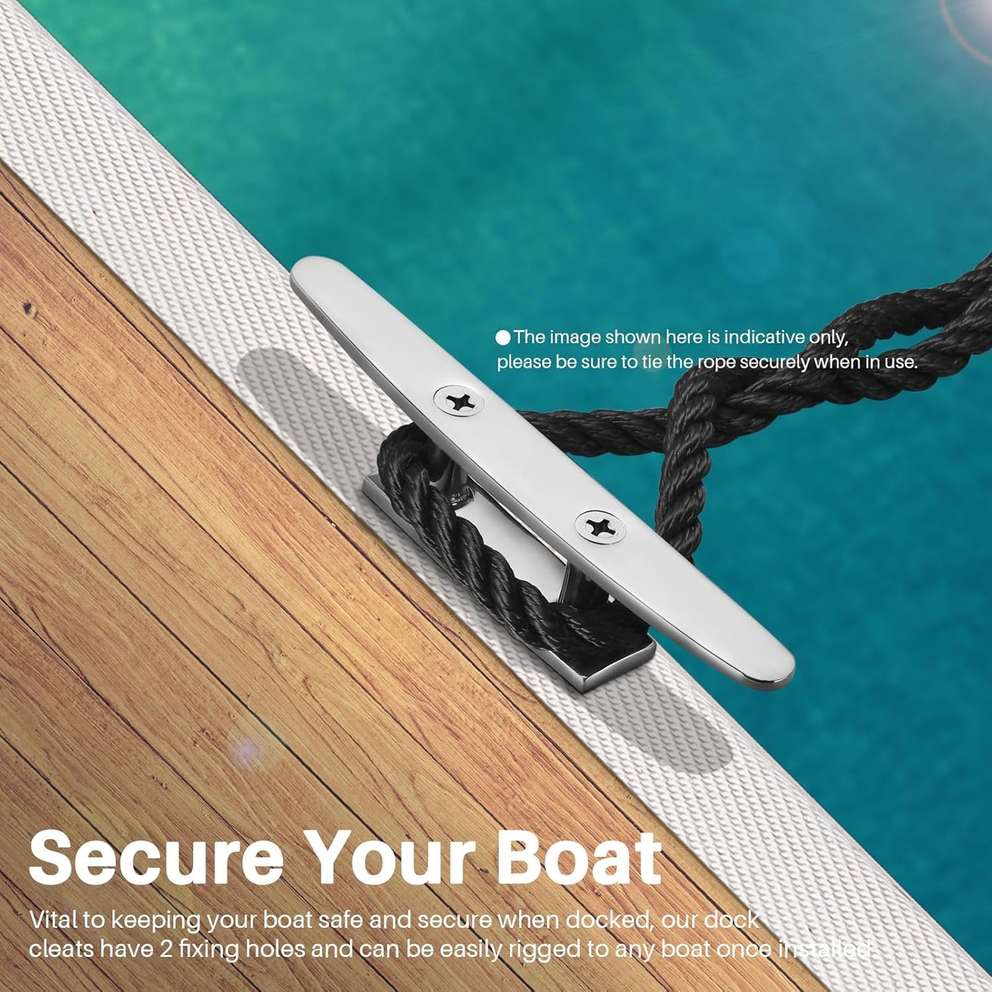 Boat Cleats Marine Grade 316 Stainless Steel Boat Mooring Cleat Pack of 4, Installation Accessories Included