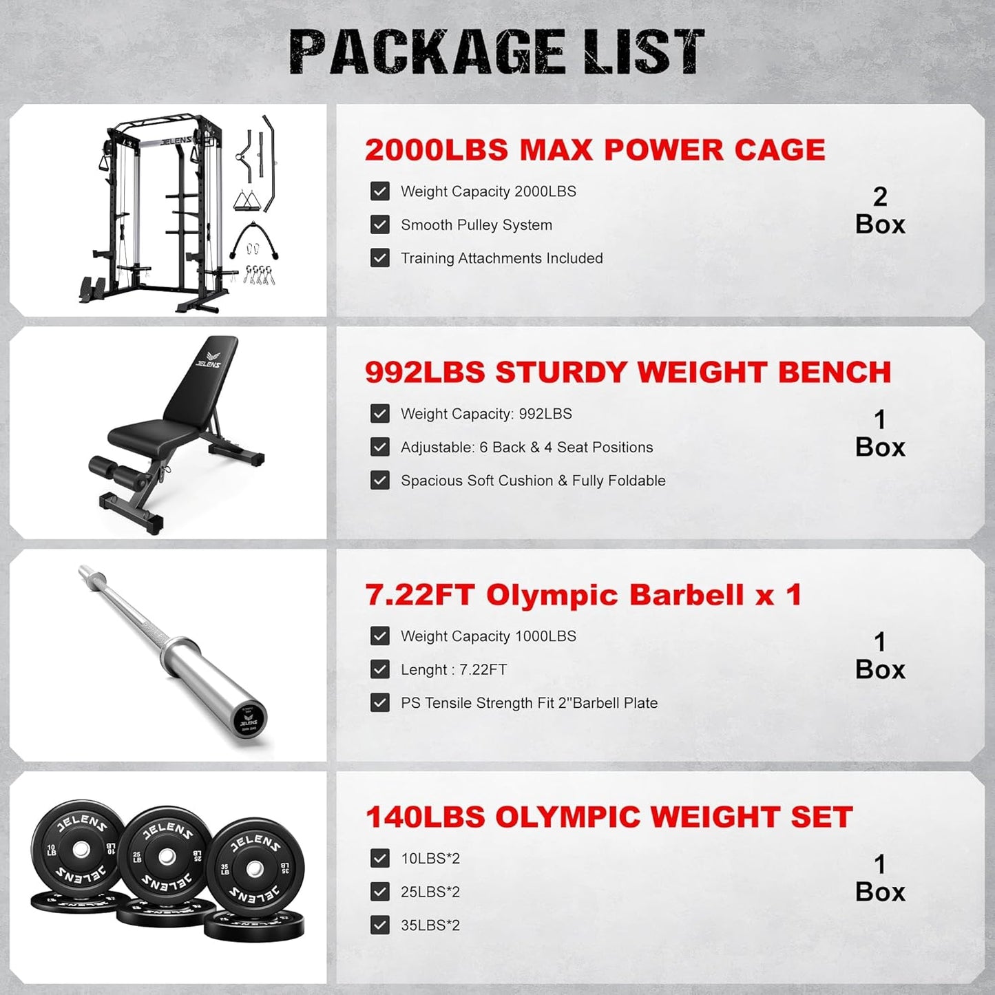 Power Cage, 2000LBS Multi-Function C21 Power Rack with Dual Pulley Cable Crossover System, All-in-One Squat Rack with More Training Attachments