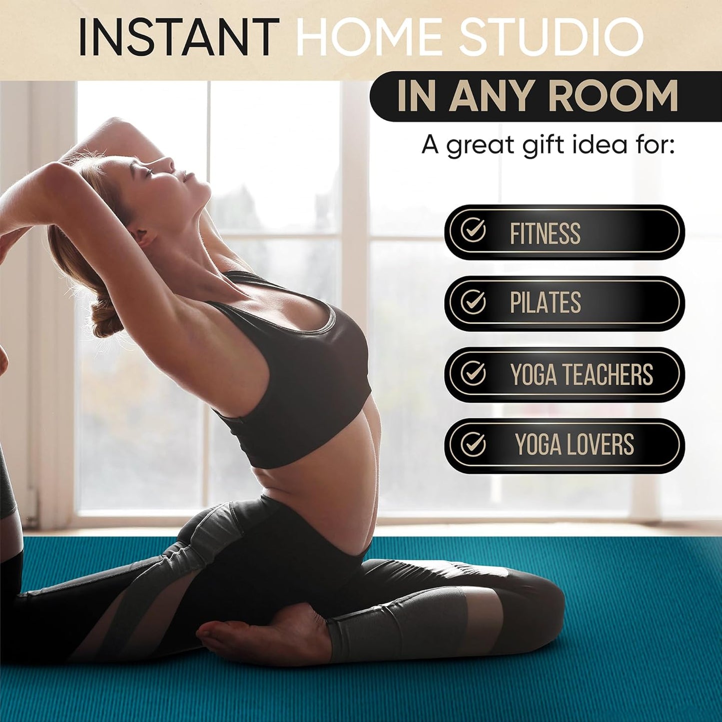 Gorilla Mats Premium Large Yoga Mat – 7' x 5' x 8mm Extra Thick & Ultra Comfortable, Non-Slip Barefoot Exercise Mat – Works Great on Any Floor for Stretching, Cardio or Home Workouts