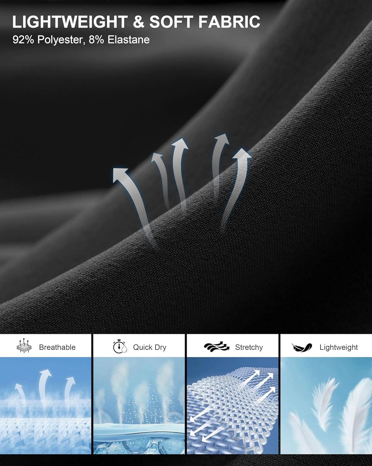 Pudolla Men's Casual Shorts 7"/9" Lightweight Golf Shorts with 3 Pockets Stretch Quick Dry Comfy Work Shorts