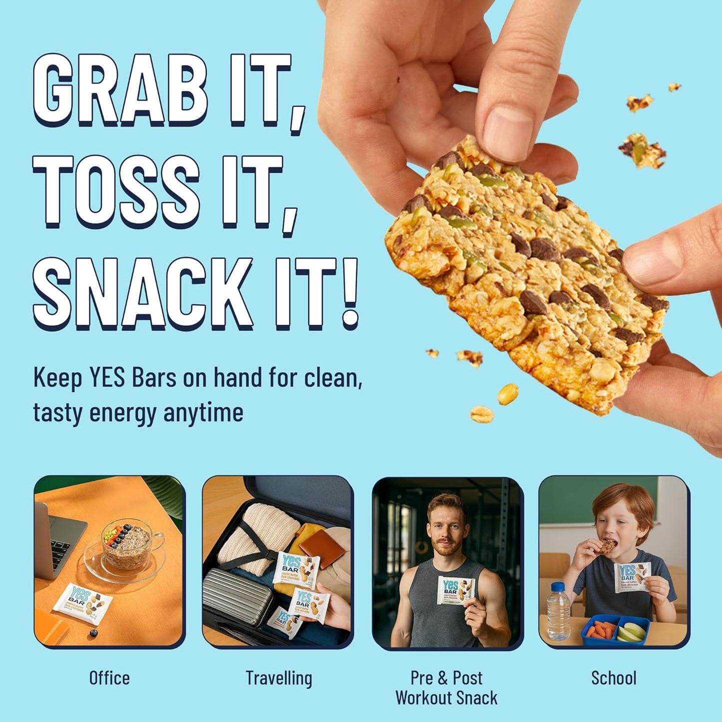 The YES Bar Peanut Butter Dark Chocolate – Plant Based Protein, Decadent Snack Bar – Vegan, Gluten Free, Dairy Free, Low Sugar, Healthy Snack, Breakfast, Low Carb, Keto Friendly (Pack of 6)