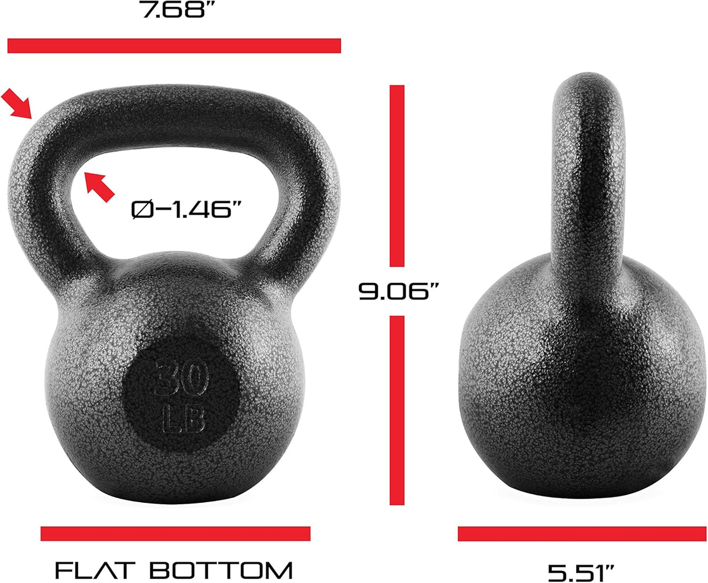 WF Athletic Supply Hammerstone Painted Cast Iron Kettlebells, Home & Gym Equipment, Great for Strength Training, Full Body Workout & Crossfit Training, Color & Size Options Available in 10-80 Pounds